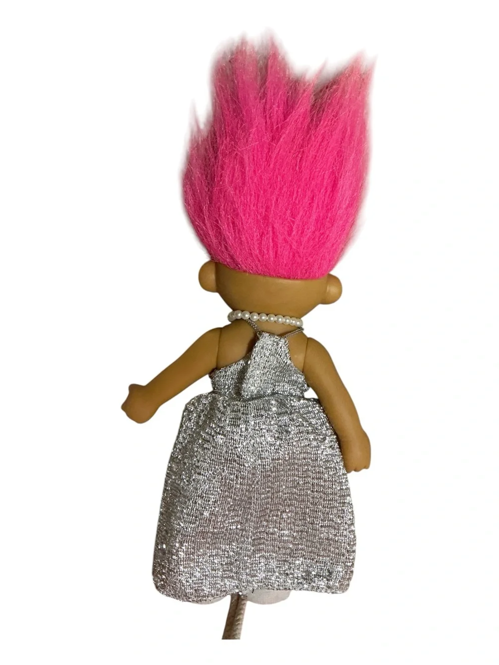 Pink-Haired Troll Doll in Silver Dress